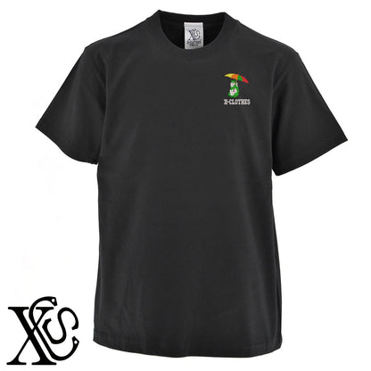 雨カエル2柄 刺繍 5.6oz 綿100% 半袖 Tシャツ メンズ レディース カットソー 大きいサイズあり【X-CLOTHES】オリジナル グッズ 刺繍 ワンポイント 雑貨【b 黒 紺 ブルー 赤 ワイン】【g 白 灰】 【9趣味料理-笑える】
