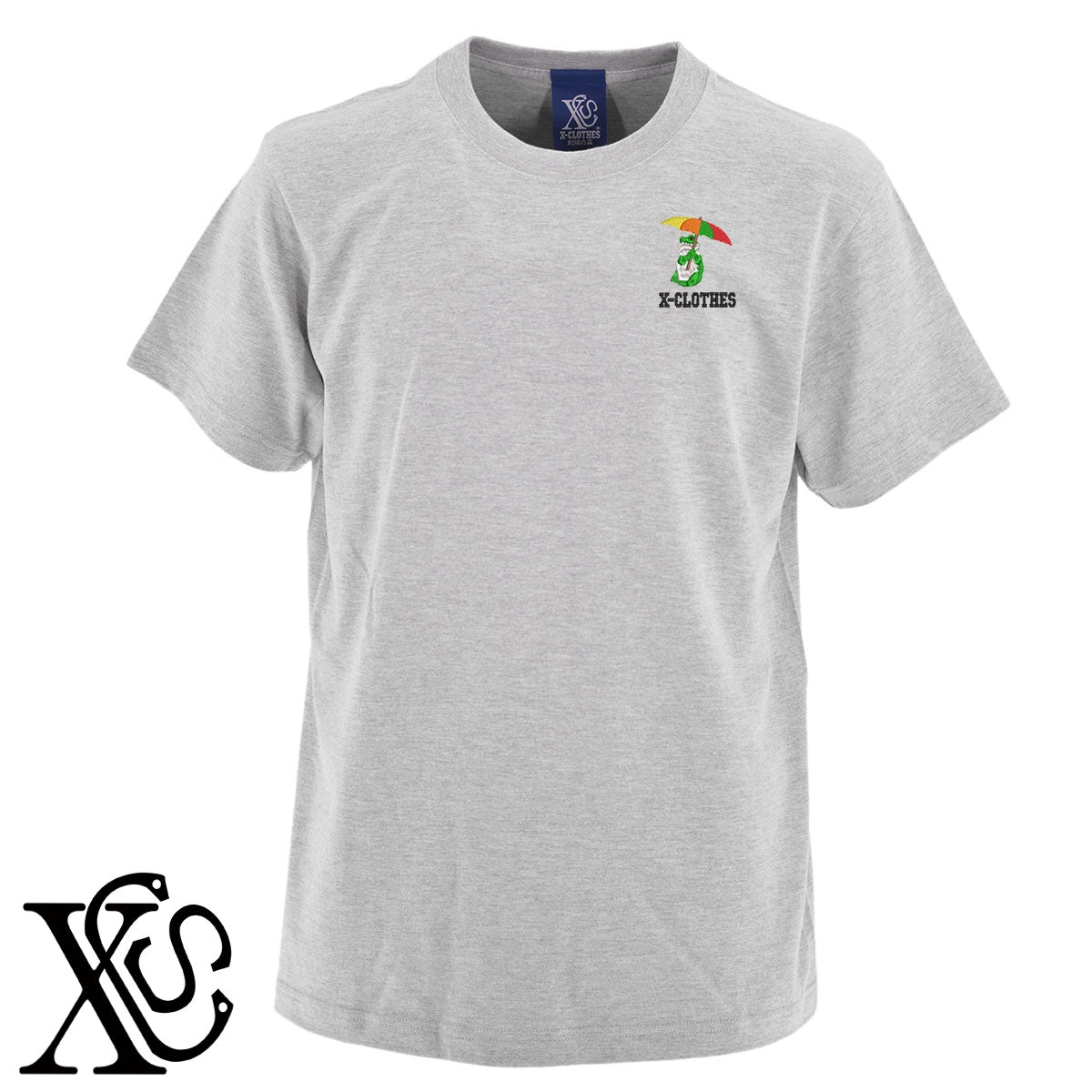 雨カエル2柄 刺繍 5.6oz 綿100% 半袖 Tシャツ メンズ レディース カットソー 大きいサイズあり【X-CLOTHES】オリジナル グッズ 刺繍 ワンポイント 雑貨【b 黒 紺 ブルー 赤 ワイン】【g 白 灰】 【9趣味料理-笑える】