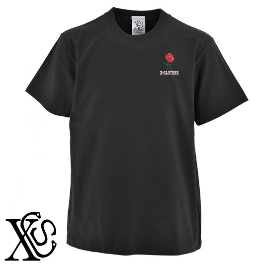 カーネーション2柄 刺繍 5.6oz 綿100% 半袖 Tシャツ メンズ レディース カットソー 大きいサイズあり【X-CLOTHES】オリジナル グッズ 刺繍 ワンポイント 雑貨【b 黒 紺 ブルー 赤 ワイン】【g 白 灰】 【9趣味料理-花】