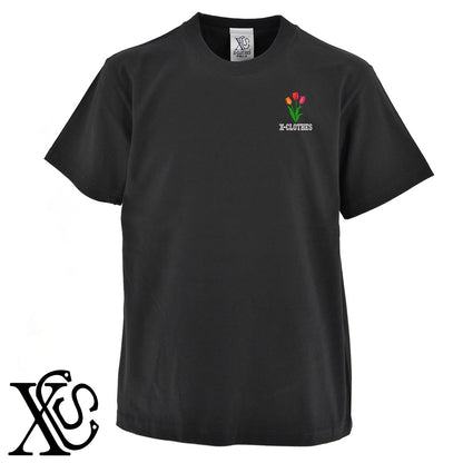 チューリップ2柄 刺繍 5.6oz 綿100% 半袖 Tシャツ メンズ レディース カットソー 大きいサイズあり【X-CLOTHES】オリジナル グッズ 刺繍 ワンポイント 雑貨【b 黒 紺 ブルー 赤 ワイン】【g 白 灰】 【9趣味料理-花】