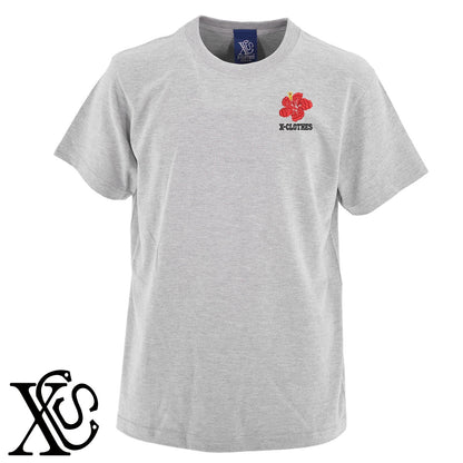 ハイビスカス2柄 刺繍 5.6oz 綿100% 半袖 Tシャツ メンズ レディース カットソー 大きいサイズあり【X-CLOTHES】オリジナル グッズ 刺繍 ワンポイント 雑貨【b 黒 紺 ブルー 赤 ワイン】【g 白 灰】 【9趣味料理-花】