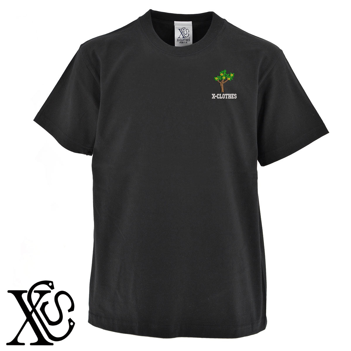 木2柄 刺繍 5.6oz 綿100% 半袖 Tシャツ メンズ レディース カットソー 大きいサイズあり【X-CLOTHES】オリジナル グッズ 刺繍 ワンポイント 雑貨【b 黒 紺 ブルー 赤 ワイン】【g 白 灰】 【9趣味料理-花】