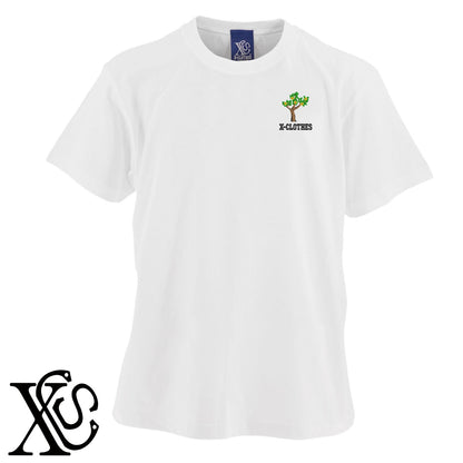 木2柄 刺繍 5.6oz 綿100% 半袖 Tシャツ メンズ レディース カットソー 大きいサイズあり【X-CLOTHES】オリジナル グッズ 刺繍 ワンポイント 雑貨【b 黒 紺 ブルー 赤 ワイン】【g 白 灰】 【9趣味料理-花】