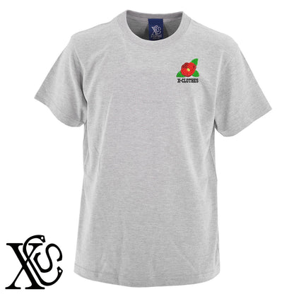 椿2柄 刺繍 5.6oz 綿100% 半袖 Tシャツ メンズ レディース カットソー 大きいサイズあり【X-CLOTHES】オリジナル グッズ 刺繍 ワンポイント 雑貨【b 黒 紺 ブルー 赤 ワイン】【g 白 灰】 【9趣味料理-花】