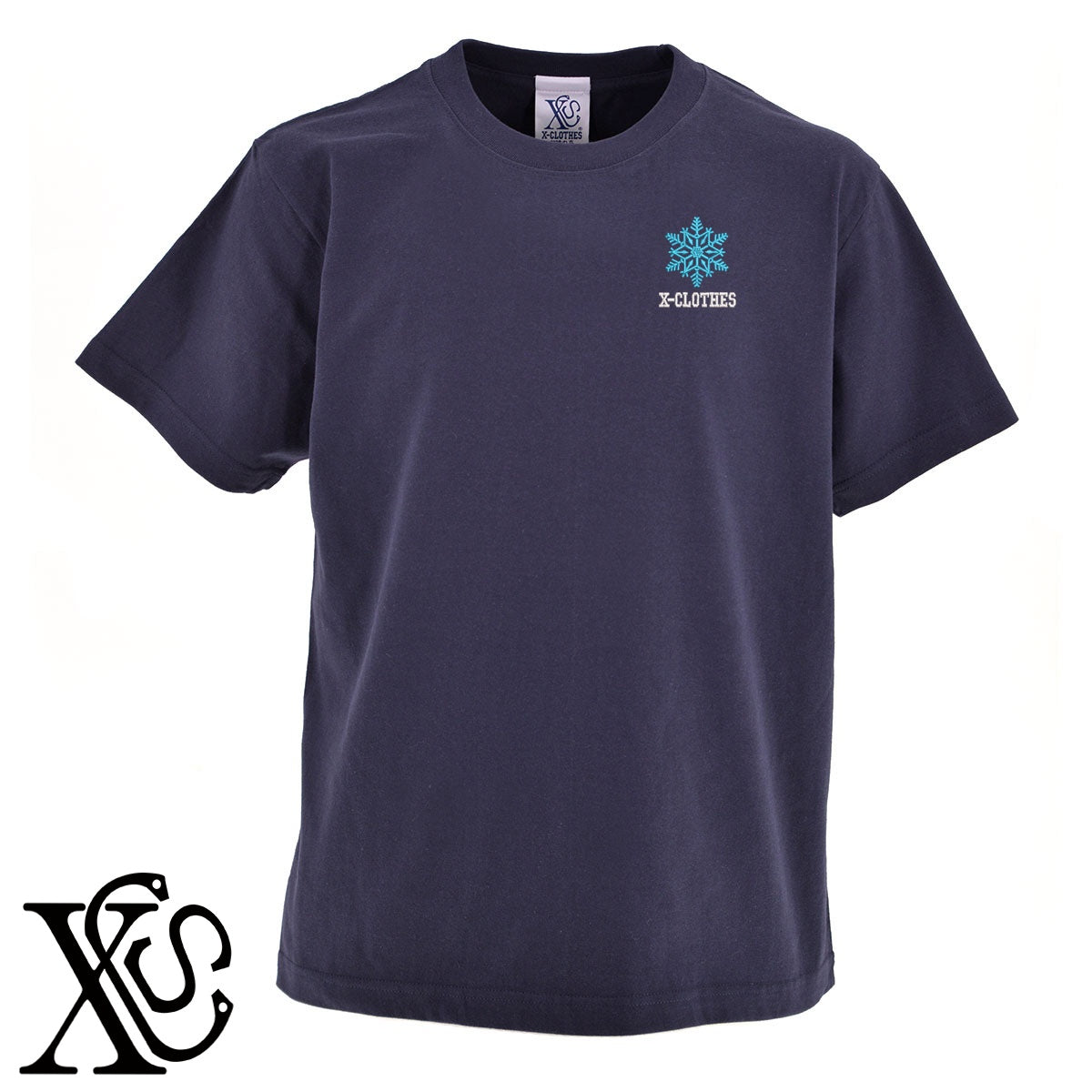 雪2柄 刺繍 5.6oz 綿100% 半袖 Tシャツ メンズ レディース カットソー 大きいサイズあり【X-CLOTHES】オリジナル グッズ 刺繍 ワンポイント 雑貨【b 黒 紺 ブルー 赤 ワイン】【g 白 灰】 【9趣味料理-花】