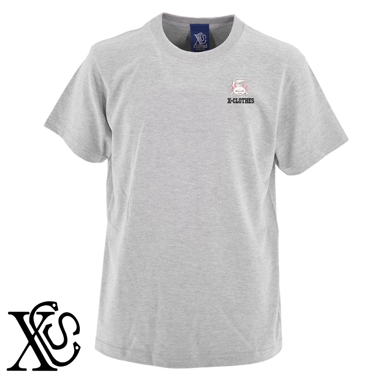 ウーパールーパー2柄 刺繍 5.6oz 綿100% 半袖 Tシャツ メンズ レディース カットソー 大きいサイズあり【X-CLOTHES】オリジナル グッズ 刺繍 ワンポイント 雑貨【b 黒 紺 ブルー 赤 ワイン】【g 白 灰】 【9趣味料理-観賞魚】