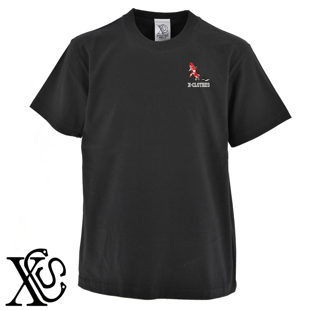 朱文金2柄 刺繍 5.6oz 綿100% 半袖 Tシャツ メンズ レディース カットソー 大きいサイズあり【X-CLOTHES】オリジナル グッズ 刺繍 ワンポイント 雑貨【b 黒 紺 ブルー 赤 ワイン】【g 白 灰】 【9趣味料理-観賞魚】