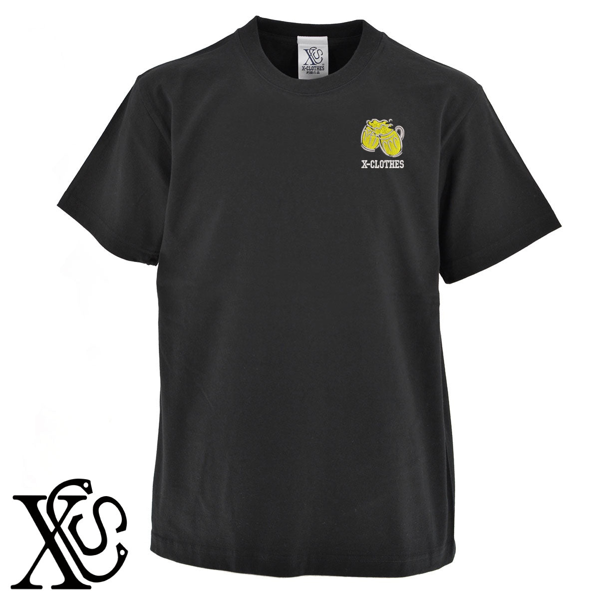 ビール3柄 刺繍 5.6oz 綿100% 半袖 Tシャツ メンズ レディース カットソー 大きいサイズあり【X-CLOTHES】オリジナル グッズ 刺繍 ワンポイント 雑貨【b 黒 紺 ブルー 赤 ワイン】【g 白 灰】 【9趣味料理-趣味】