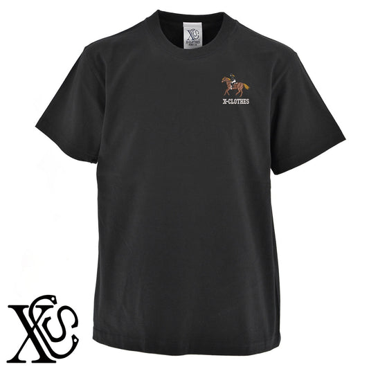 乗馬4柄 刺繍 5.6oz 綿100% 半袖 Tシャツ メンズ レディース カットソー 大きいサイズあり【X-CLOTHES】オリジナル グッズ 刺繍 ワンポイント 雑貨【b 黒 紺 ブルー 赤 ワイン】【g 白 灰】 【9趣味料理-趣味】