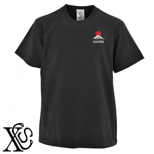 富士山2柄 刺繍 5.6oz 綿100% 半袖 Tシャツ メンズ レディース カットソー 大きいサイズあり【X-CLOTHES】オリジナル グッズ 刺繍 ワンポイント 雑貨【b 黒 紺 ブルー 赤 ワイン】【g 白 灰】 【9趣味料理-趣味】