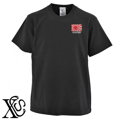 旭日旗2柄 刺繍 5.6oz 綿100% 半袖 Tシャツ メンズ レディース カットソー 大きいサイズあり【X-CLOTHES】オリジナル グッズ 刺繍 ワンポイント 雑貨【b 黒 紺 ブルー 赤 ワイン】【g 白 灰】 【9趣味料理-趣味】