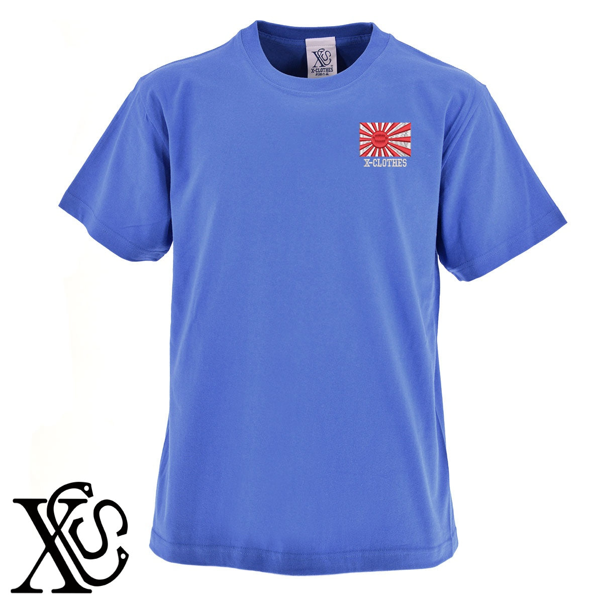 旭日旗2柄 刺繍 5.6oz 綿100% 半袖 Tシャツ メンズ レディース カットソー 大きいサイズあり【X-CLOTHES】オリジナル グッズ 刺繍 ワンポイント 雑貨【b 黒 紺 ブルー 赤 ワイン】【g 白 灰】 【9趣味料理-趣味】