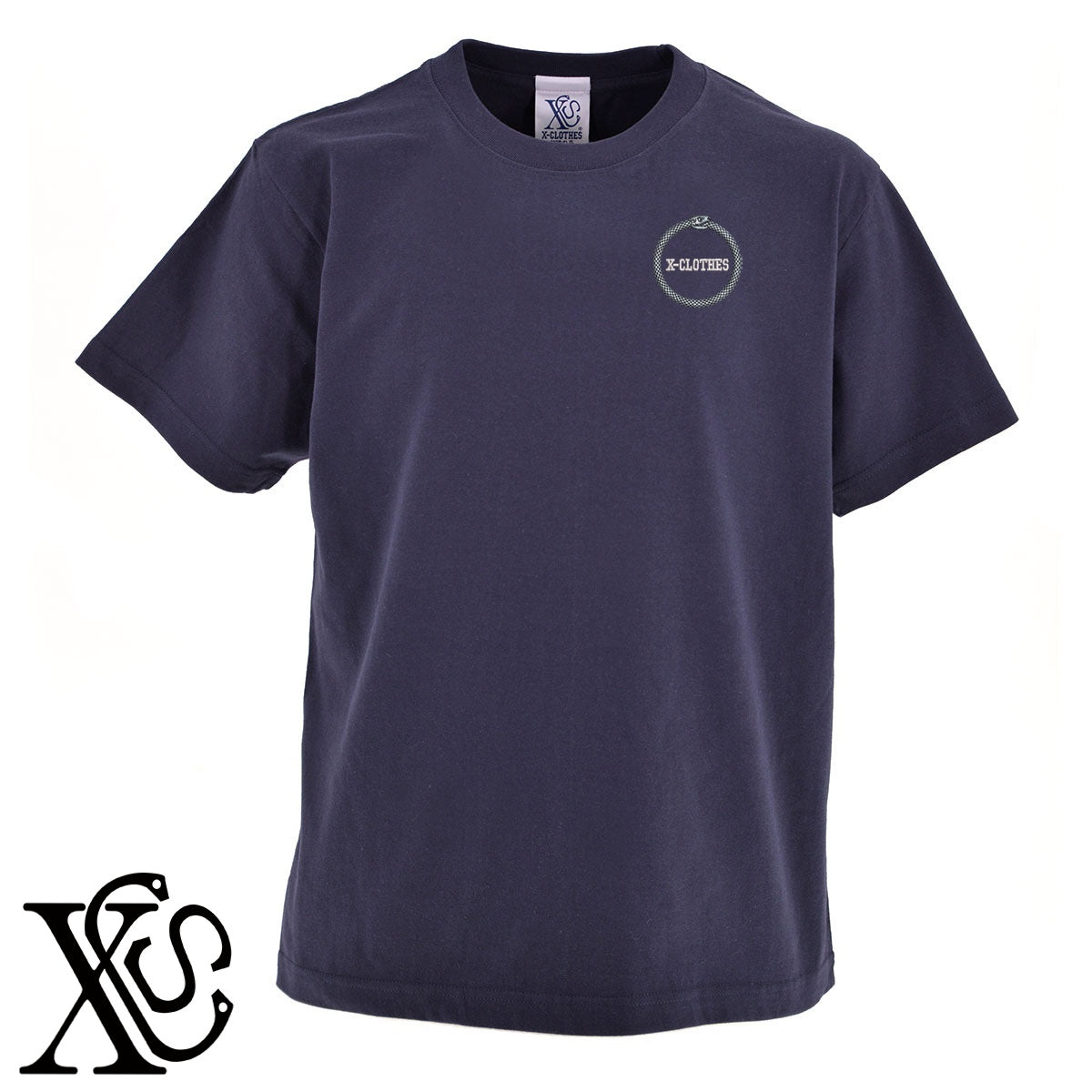 蛇ウロボロス2柄 刺繍 5.6oz 綿100% 半袖 Tシャツ メンズ レディース カットソー 大きいサイズあり【X-CLOTHES】オリジナル グッズ 刺繍 ワンポイント 雑貨【b 黒 紺 ブルー 赤 ワイン】【g 白 灰】 【9趣味料理-趣味】