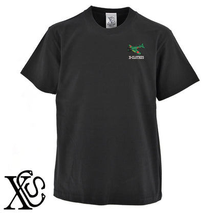 零戦52型柄 刺繍 5.6oz 綿100% 半袖 Tシャツ メンズ レディース カットソー 大きいサイズあり【X-CLOTHES】オリジナル グッズ 刺繍 ワンポイント 雑貨【b 黒 紺 ブルー 赤 ワイン】【g 白 灰】 【9趣味料理-趣味】