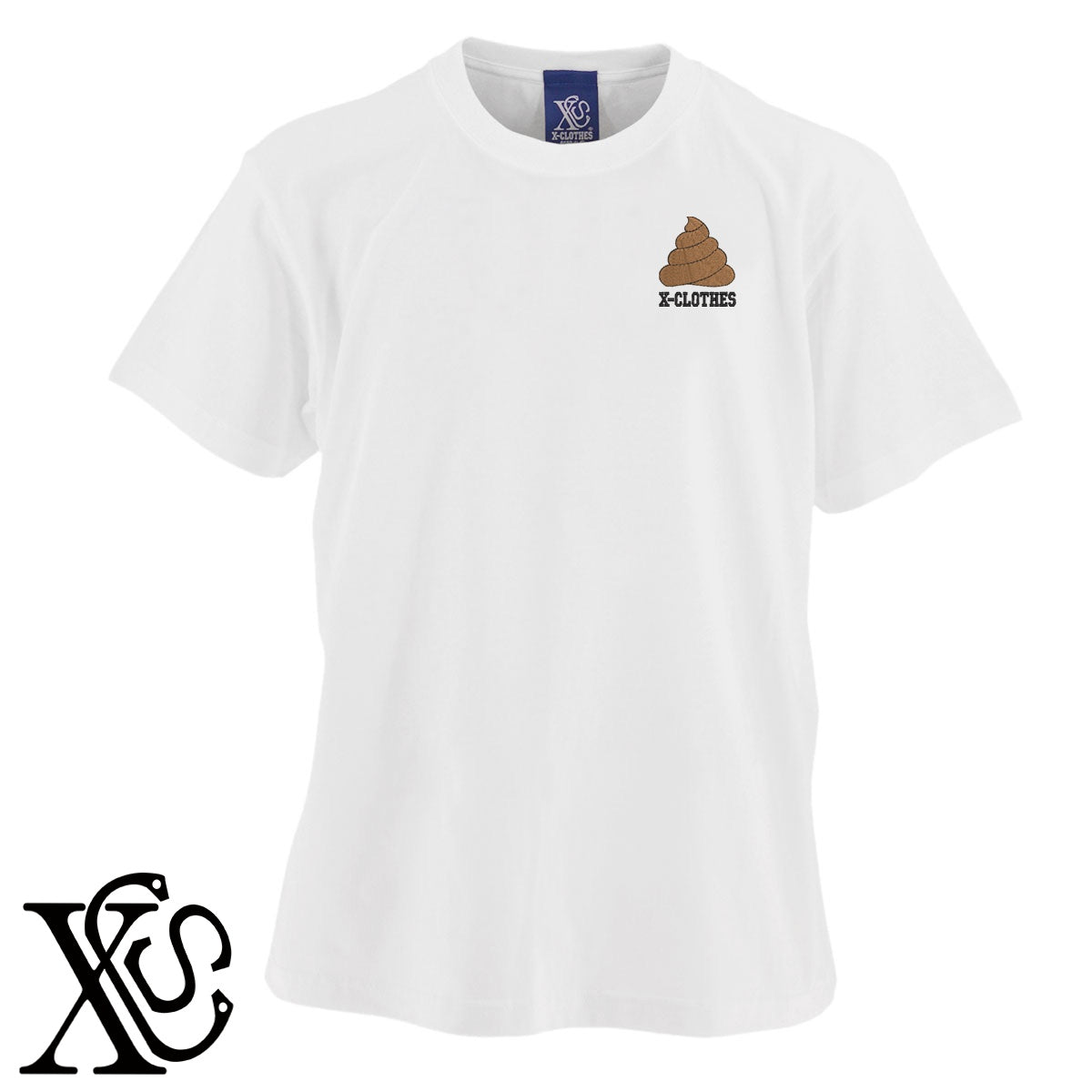 うんこ2柄 刺繍 5.6oz 綿100% 半袖 Tシャツ メンズ レディース カットソー 大きいサイズあり【X-CLOTHES】オリジナル グッズ 刺繍 ワンポイント 雑貨【b 黒 紺 ブルー 赤 ワイン】【g 白 灰】 【9趣味料理-面白】