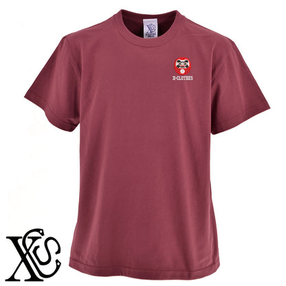 だるま2柄 刺繍 5.6oz 綿100% 半袖 Tシャツ メンズ レディース カットソー 大きいサイズあり【X-CLOTHES】オリジナル グッズ 刺繍 ワンポイント 雑貨【b 黒 紺 ブルー 赤 ワイン】【g 白 灰】 【9趣味料理-面白】