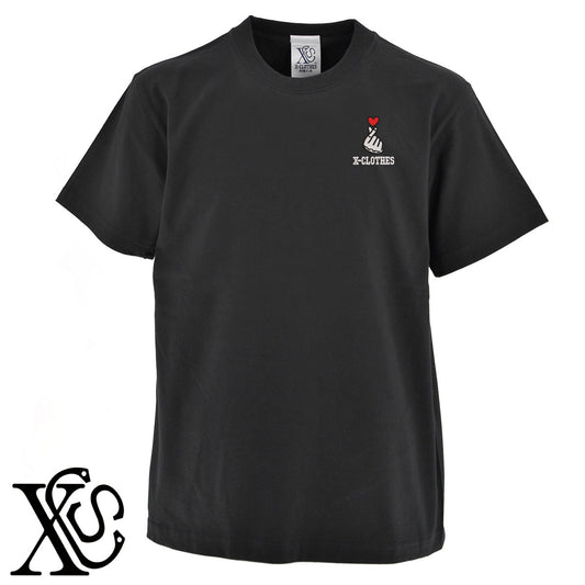 ハート18柄 刺繍 5.6oz 綿100% 半袖 Tシャツ メンズ レディース カットソー 大きいサイズあり【X-CLOTHES】オリジナル グッズ 刺繍 ワンポイント 雑貨【b 黒 紺 ブルー 赤 ワイン】【g 白 灰】 【9趣味料理-面白】
