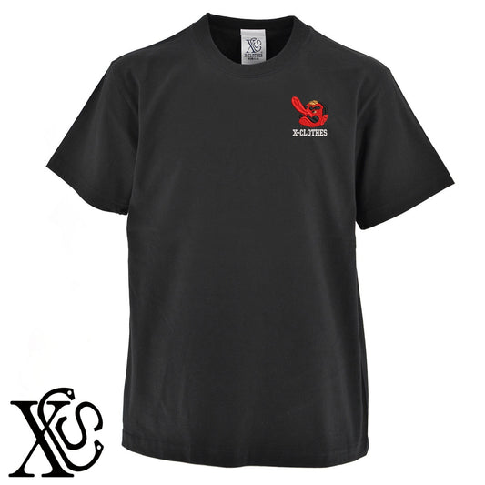 天狗2柄 刺繍 5.6oz 綿100% 半袖 Tシャツ メンズ レディース カットソー 大きいサイズあり【X-CLOTHES】オリジナル グッズ 刺繍 ワンポイント 雑貨【b 黒 紺 ブルー 赤 ワイン】【g 白 灰】 【9趣味料理-面白】