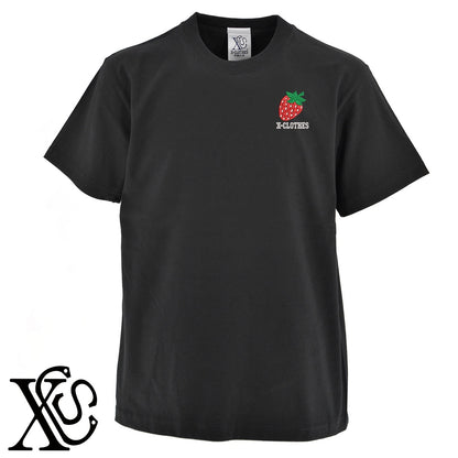 イチゴ3柄 刺繍 5.6oz 綿100% 半袖 Tシャツ メンズ レディース カットソー 大きいサイズあり【X-CLOTHES】オリジナル グッズ 刺繍 ワンポイント 雑貨【b 黒 紺 ブルー 赤 ワイン】【g 白 灰】 【9趣味料理-食べ物】