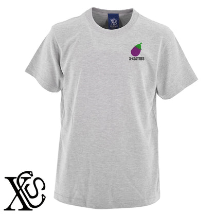 ナス2柄 刺繍 5.6oz 綿100% 半袖 Tシャツ メンズ レディース カットソー 大きいサイズあり【X-CLOTHES】オリジナル グッズ 刺繍 ワンポイント 雑貨【b 黒 紺 ブルー 赤 ワイン】【g 白 灰】 【9趣味料理-食べ物】