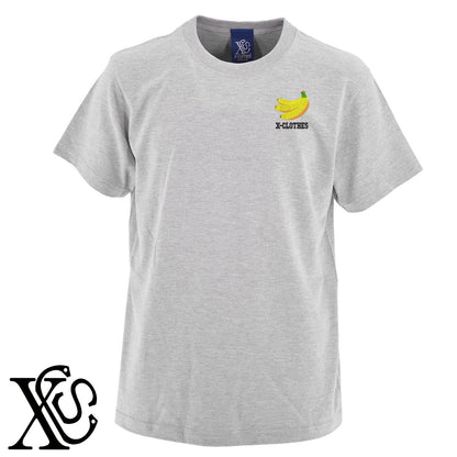 バナナ2柄 刺繍 5.6oz 綿100% 半袖 Tシャツ メンズ レディース カットソー 大きいサイズあり【X-CLOTHES】オリジナル グッズ 刺繍 ワンポイント 雑貨【b 黒 紺 ブルー 赤 ワイン】【g 白 灰】 【9趣味料理-食べ物】