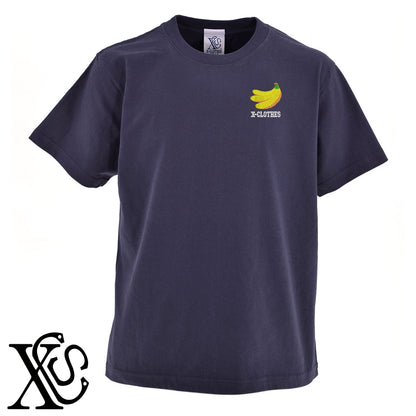 バナナ2柄 刺繍 5.6oz 綿100% 半袖 Tシャツ メンズ レディース カットソー 大きいサイズあり【X-CLOTHES】オリジナル グッズ 刺繍 ワンポイント 雑貨【b 黒 紺 ブルー 赤 ワイン】【g 白 灰】 【9趣味料理-食べ物】