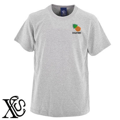 パイナップル3柄 刺繍 5.6oz 綿100% 半袖 Tシャツ メンズ レディース カットソー 大きいサイズあり【X-CLOTHES】オリジナル グッズ 刺繍 ワンポイント 雑貨【b 黒 紺 ブルー 赤 ワイン】【g 白 灰】 【9趣味料理-食べ物】