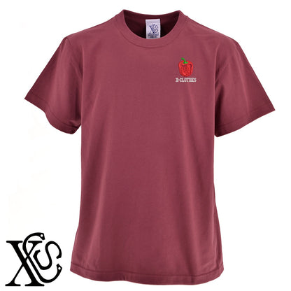 パプリカ2柄 刺繍 5.6oz 綿100% 半袖 Tシャツ メンズ レディース カットソー 大きいサイズあり【X-CLOTHES】オリジナル グッズ 刺繍 ワンポイント 雑貨【b 黒 紺 ブルー 赤 ワイン】【g 白 灰】 【9趣味料理-食べ物】
