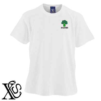 ブロッコリー2柄 刺繍 5.6oz 綿100% 半袖 Tシャツ メンズ レディース カットソー 大きいサイズあり【X-CLOTHES】オリジナル グッズ 刺繍 ワンポイント 雑貨【b 黒 紺 ブルー 赤 ワイン】【g 白 灰】 【9趣味料理-食べ物】