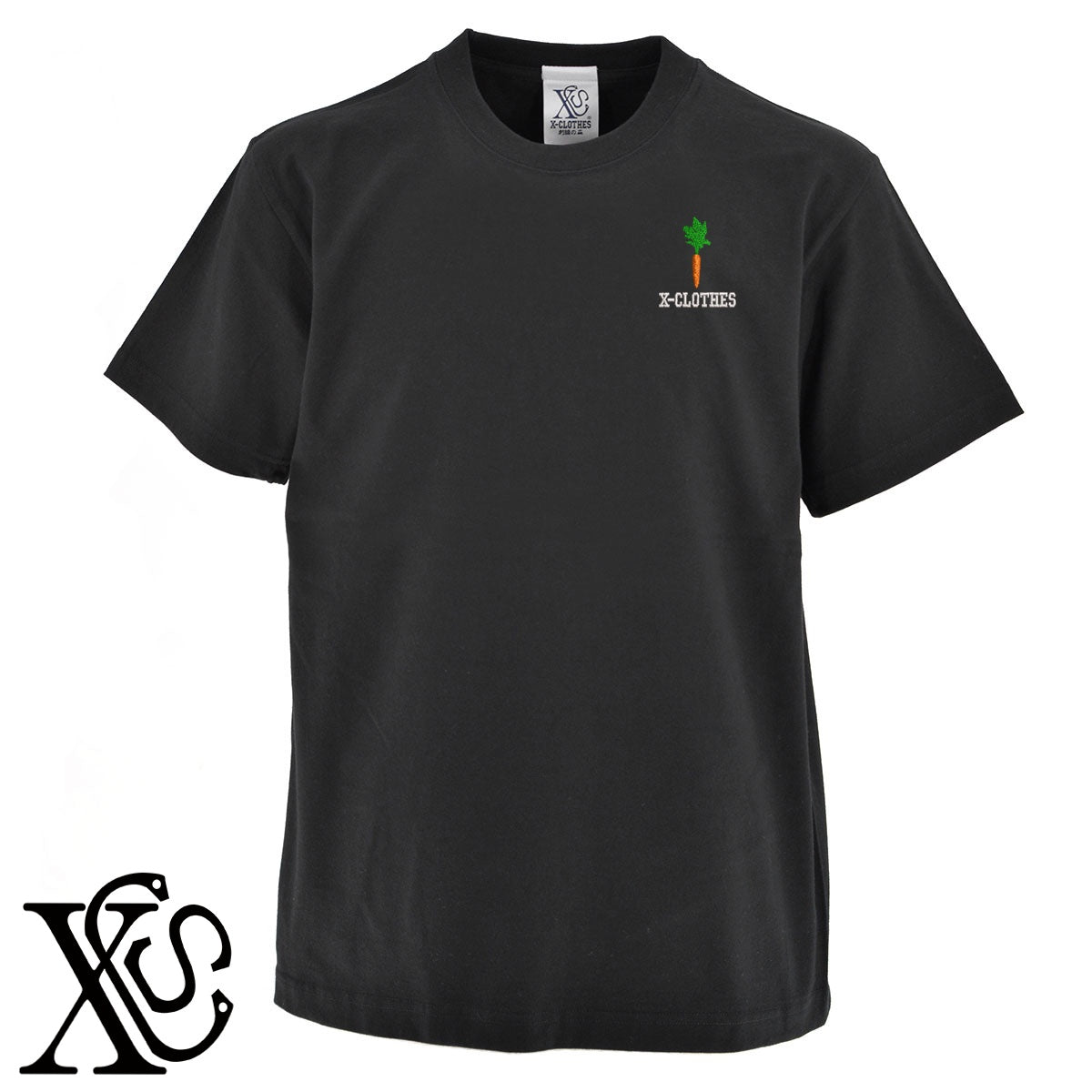 人参2柄 刺繍 5.6oz 綿100% 半袖 Tシャツ メンズ レディース カットソー 大きいサイズあり【X-CLOTHES】オリジナル グッズ 刺繍 ワンポイント 雑貨【b 黒 紺 ブルー 赤 ワイン】【g 白 灰】 【9趣味料理-食べ物】