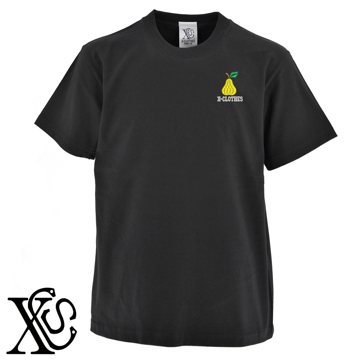 洋ナシ2柄 刺繍 5.6oz 綿100% 半袖 Tシャツ メンズ レディース カットソー 大きいサイズあり【X-CLOTHES】オリジナル グッズ 刺繍 ワンポイント 雑貨【b 黒 紺 ブルー 赤 ワイン】【g 白 灰】 【9趣味料理-食べ物】