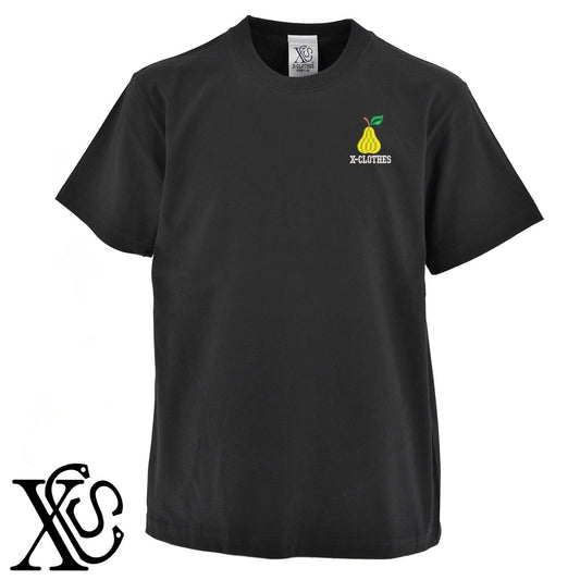 洋ナシ2柄 刺繍 5.6oz 綿100% 半袖 Tシャツ メンズ レディース カットソー 大きいサイズあり【X-CLOTHES】オリジナル グッズ 刺繍 ワンポイント 雑貨【b 黒 紺 ブルー 赤 ワイン】【g 白 灰】 【9趣味料理-食べ物】