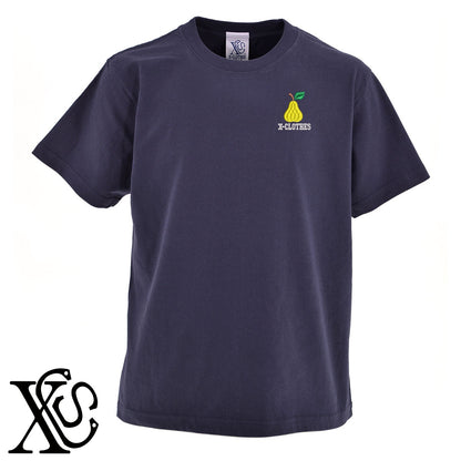 洋ナシ2柄 刺繍 5.6oz 綿100% 半袖 Tシャツ メンズ レディース カットソー 大きいサイズあり【X-CLOTHES】オリジナル グッズ 刺繍 ワンポイント 雑貨【b 黒 紺 ブルー 赤 ワイン】【g 白 灰】 【9趣味料理-食べ物】