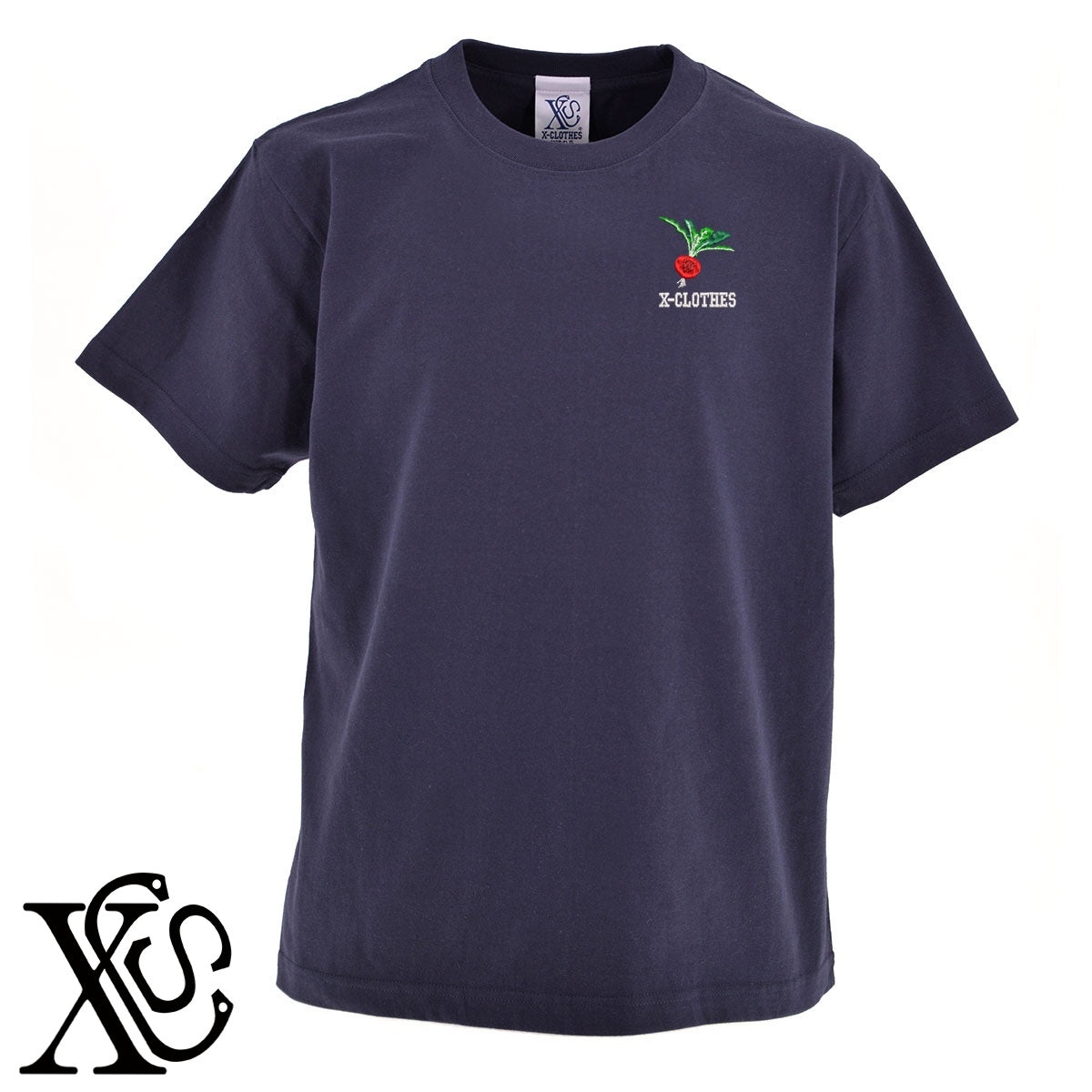 赤カブ2柄 刺繍 5.6oz 綿100% 半袖 Tシャツ メンズ レディース カットソー 大きいサイズあり【X-CLOTHES】オリジナル グッズ 刺繍 ワンポイント 雑貨【b 黒 紺 ブルー 赤 ワイン】【g 白 灰】 【9趣味料理-食べ物】