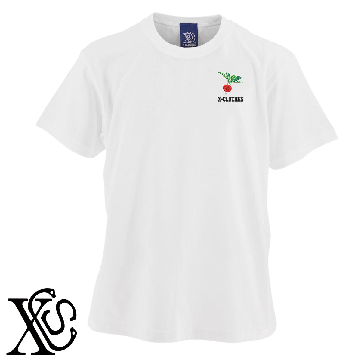 赤カブ2柄 刺繍 5.6oz 綿100% 半袖 Tシャツ メンズ レディース カットソー 大きいサイズあり【X-CLOTHES】オリジナル グッズ 刺繍 ワンポイント 雑貨【b 黒 紺 ブルー 赤 ワイン】【g 白 灰】 【9趣味料理-食べ物】