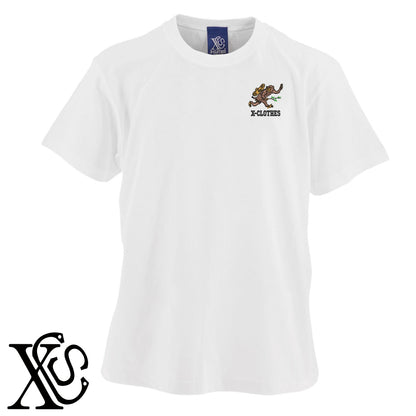 サル2柄 刺繍 5.6oz 綿100% 半袖 Tシャツ メンズ レディース カットソー 大きいサイズあり【X-CLOTHES】オリジナル グッズ 刺繍 ワンポイント 雑貨【b 黒 紺 ブルー 赤 ワイン】【g 白 灰】 【9趣味料理-鳥獣戯画】