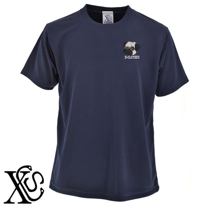 パグ4柄 刺繍 4.7oz 柔らかい肌触り ドライ 半袖 Tシャツ メンズ レディース カットソー 大きいサイズあり【X-CLOTHES】オリジナル グッズ 刺繍 ワンポイント 雑貨【b ブラック ネイビー コバルトブルー レッド ワインレッド】【g ホワイト ターコイズブルー】 【10犬猫図鑑-犬図鑑-B】
