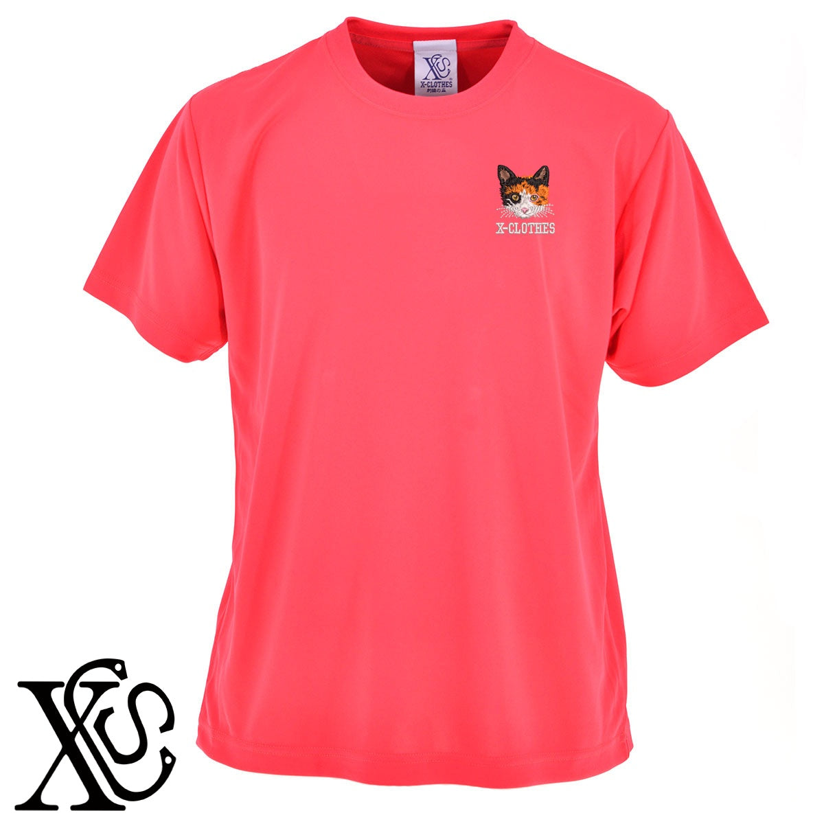 三毛猫2柄 刺繍 4.7oz 柔らかい肌触り ドライ 半袖 Tシャツ メンズ レディース カットソー 大きいサイズあり【X-CLOTHES】オリジナル グッズ 刺繍 ワンポイント 雑貨【b ブラック ネイビー コバルトブルー レッド ワインレッド】【g ホワイト ターコイズブルー】 【10犬猫図鑑-猫図鑑-B】