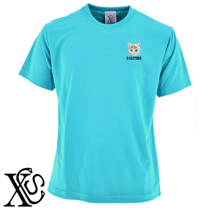 猫21柄 刺繍 4.7oz 柔らかい肌触り ドライ 半袖 Tシャツ メンズ レディース カットソー 大きいサイズあり【X-CLOTHES】オリジナル グッズ 刺繍 ワンポイント 雑貨【b ブラック ネイビー コバルトブルー レッド ワインレッド】【g ホワイト ターコイズブルー】 【10犬猫図鑑-猫図鑑-B】