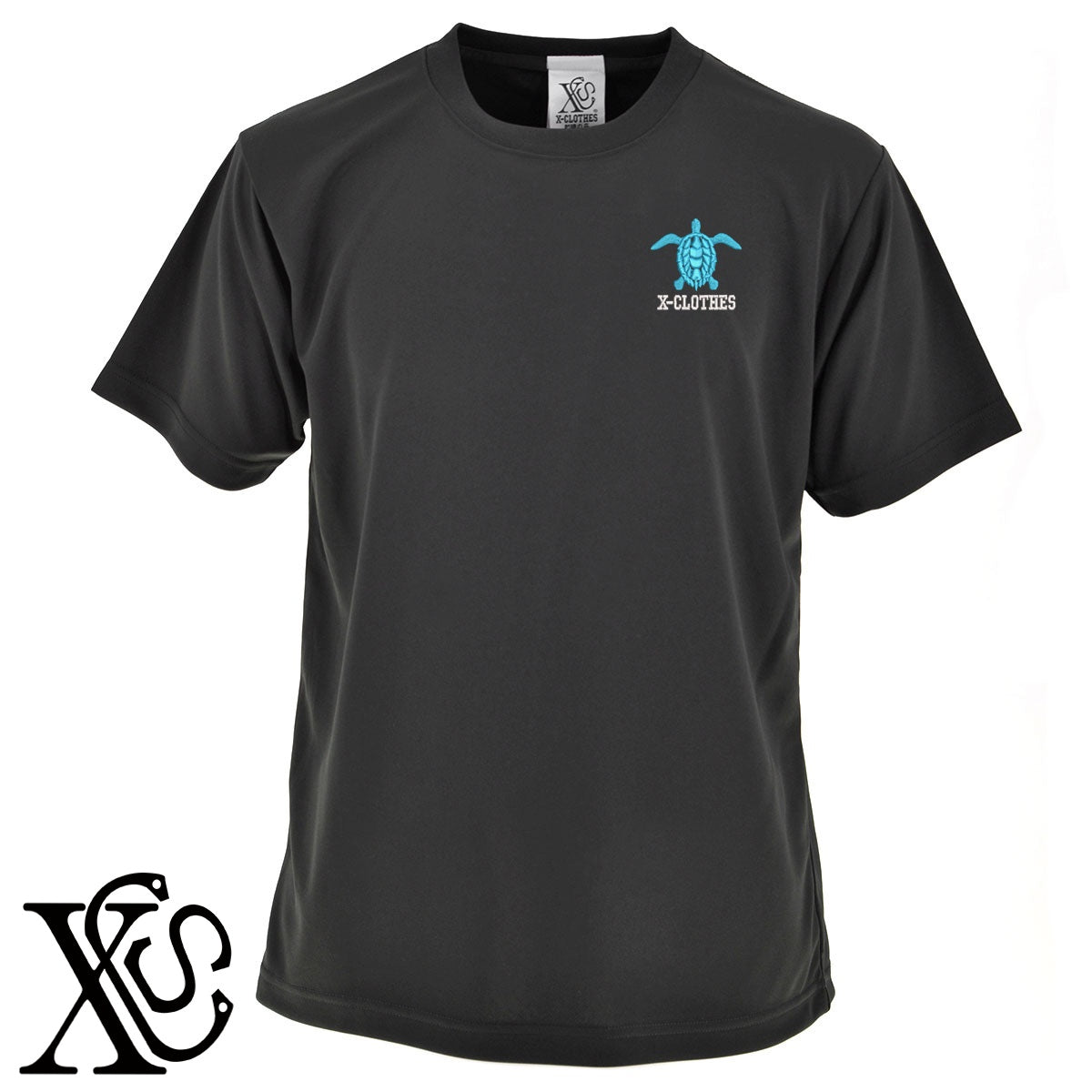カメ2柄 刺繍 4.7oz 柔らかい肌触り ドライ 半袖 Tシャツ メンズ レディース カットソー 大きいサイズあり【X-CLOTHES】オリジナル グッズ 刺繍 ワンポイント 雑貨【b ブラック ネイビー コバルトブルー レッド ワインレッド】【g ホワイト ターコイズブルー】 【6動物鳥魚-小動物】