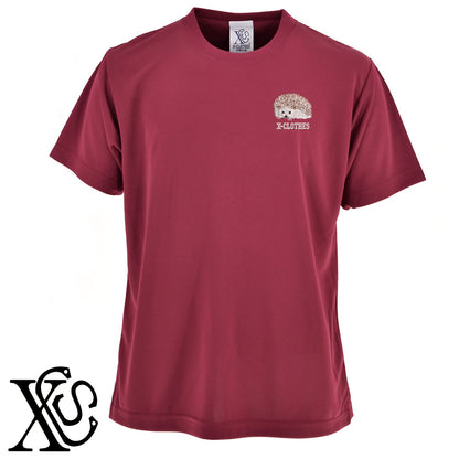ハリネズミ5柄 刺繍 4.7oz 柔らかい肌触り ドライ 半袖 Tシャツ メンズ レディース カットソー 大きいサイズあり【X-CLOTHES】オリジナル グッズ 刺繍 ワンポイント 雑貨【b ブラック ネイビー コバルトブルー レッド ワインレッド】【g ホワイト ターコイズブルー】 【6動物鳥魚-小動物】