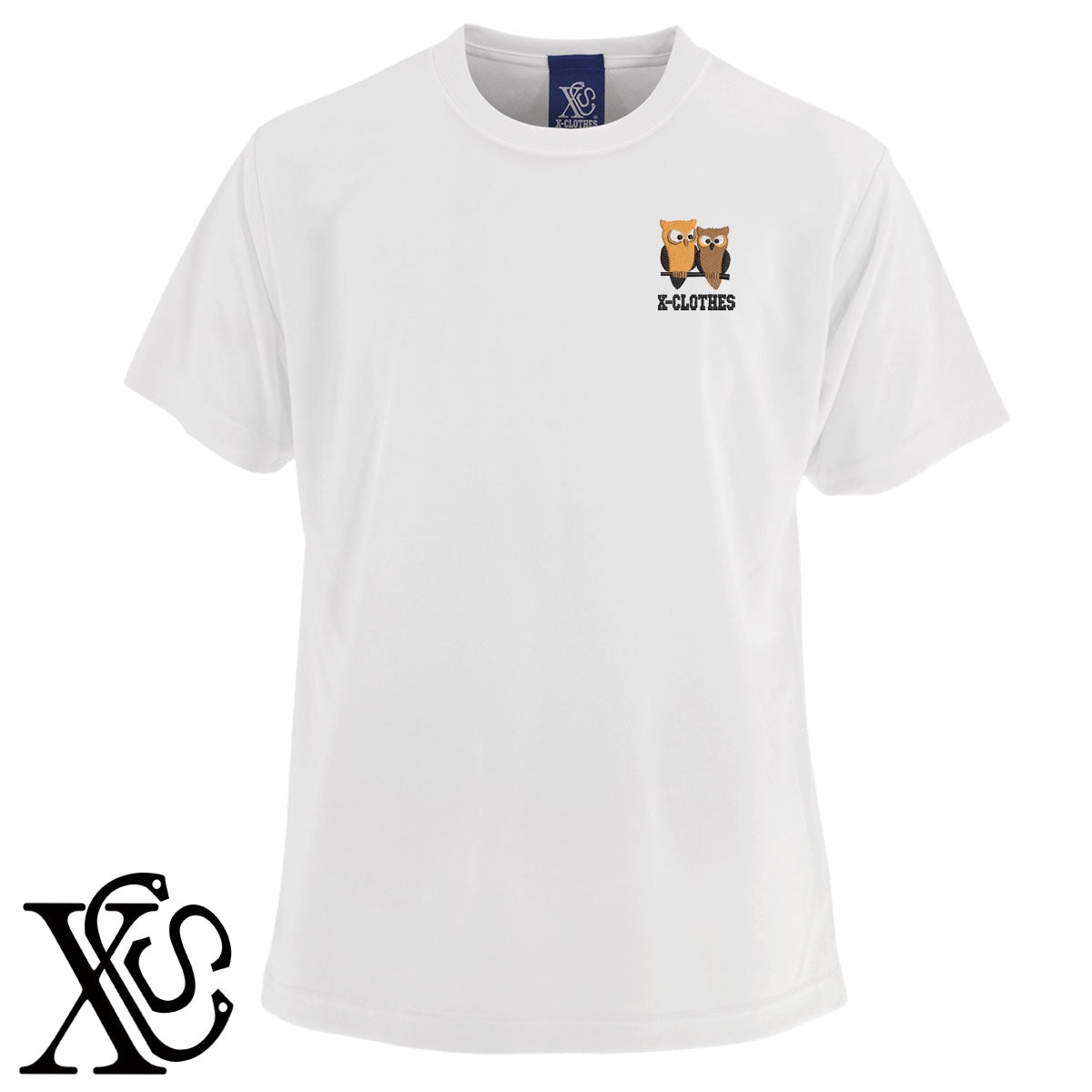 フクロウ7柄 刺繍 4.7oz 柔らかい肌触り ドライ 半袖 Tシャツ メンズ レディース カットソー 大きいサイズあり【X-CLOTHES】オリジナル グッズ 刺繍 ワンポイント 雑貨【b ブラック ネイビー コバルトブルー レッド ワインレッド】【g ホワイト ターコイズブルー】 【6動物鳥魚-猛鳥】