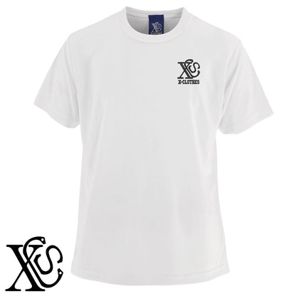 X-CLOTHES-8柄 刺繍 4.7oz 柔らかい肌触り ドライ 半袖 Tシャツ メンズ レディース カットソー 大きいサイズあり【X-CLOTHES】オリジナル グッズ 刺繍 ワンポイント 雑貨【b ブラック ネイビー コバルトブルー レッド ワインレッド】【g ホワイト ターコイズブルー】 【7家紋お祝-ロゴ】