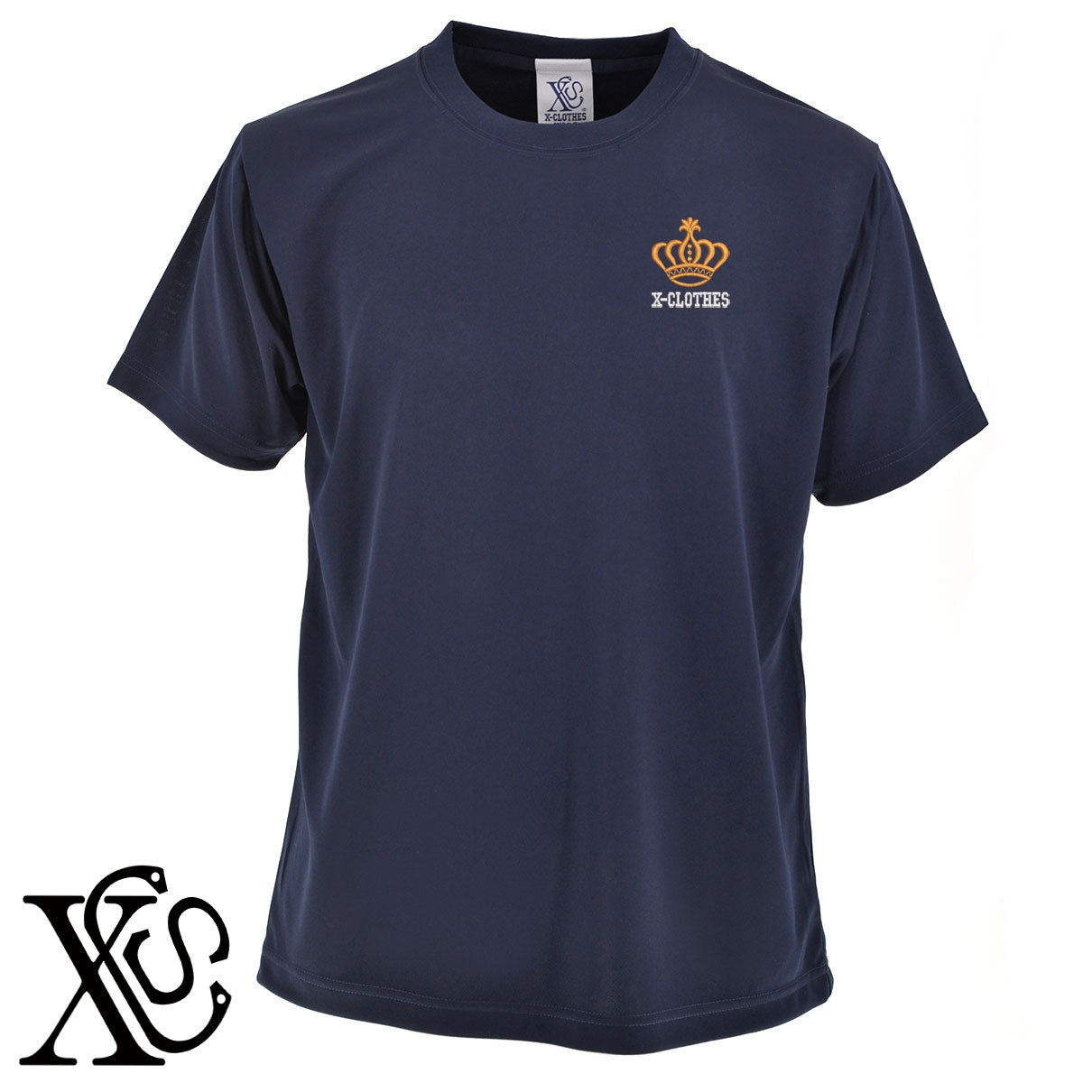 王冠3柄 刺繍 4.7oz 柔らかい肌触り ドライ 半袖 Tシャツ メンズ レディース カットソー 大きいサイズあり【X-CLOTHES】オリジナル グッズ 刺繍 ワンポイント 雑貨【b ブラック ネイビー コバルトブルー レッド ワインレッド】【g ホワイト ターコイズブルー】 【7家紋お祝-ロゴ】