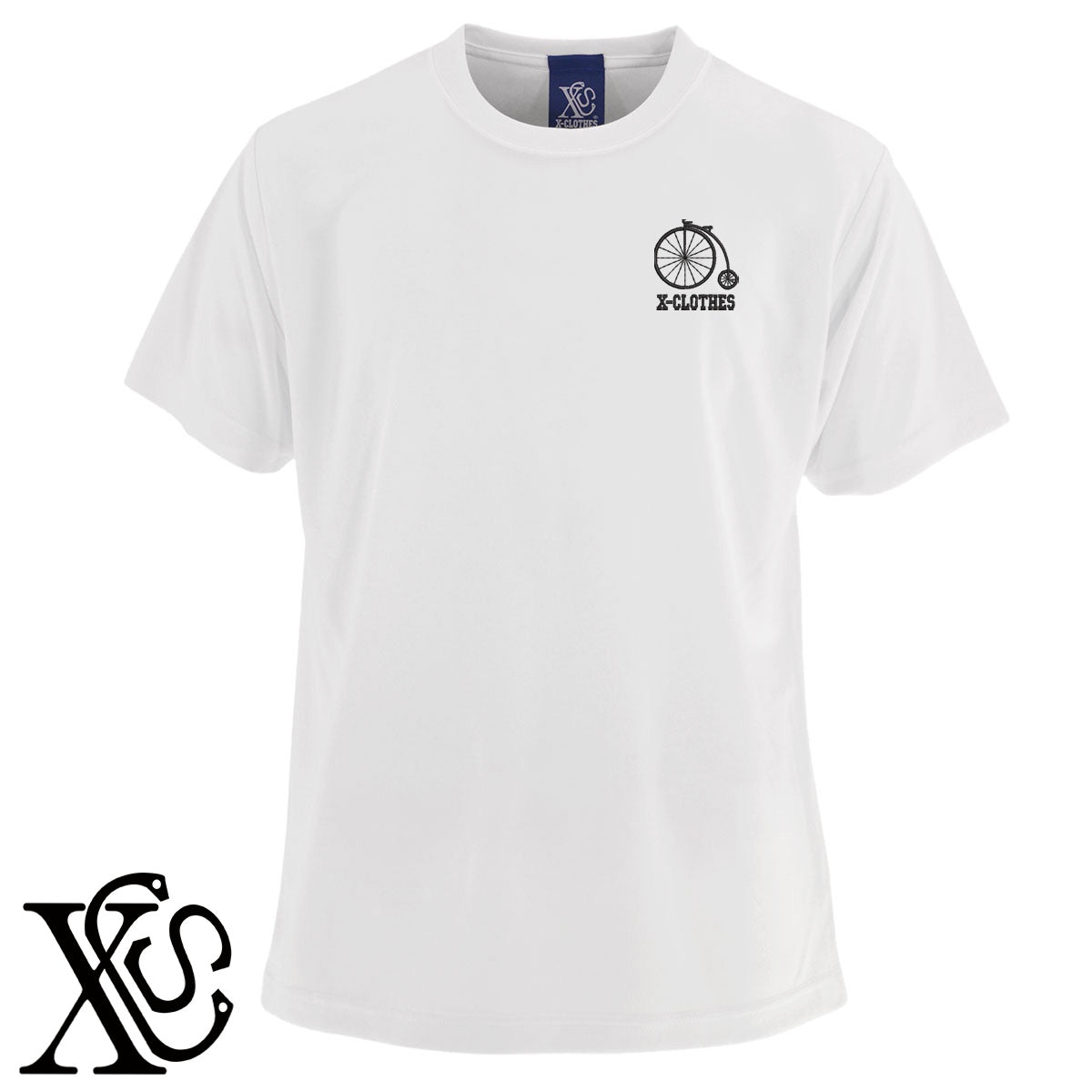 自転車2柄 刺繍 4.7oz 柔らかい肌触り ドライ 半袖 Tシャツ メンズ レディース カットソー 大きいサイズあり【X-CLOTHES】オリジナル グッズ 刺繍 ワンポイント 雑貨【b ブラック ネイビー コバルトブルー レッド ワインレッド】【g ホワイト ターコイズブルー】 【7家紋お祝-ロゴ】