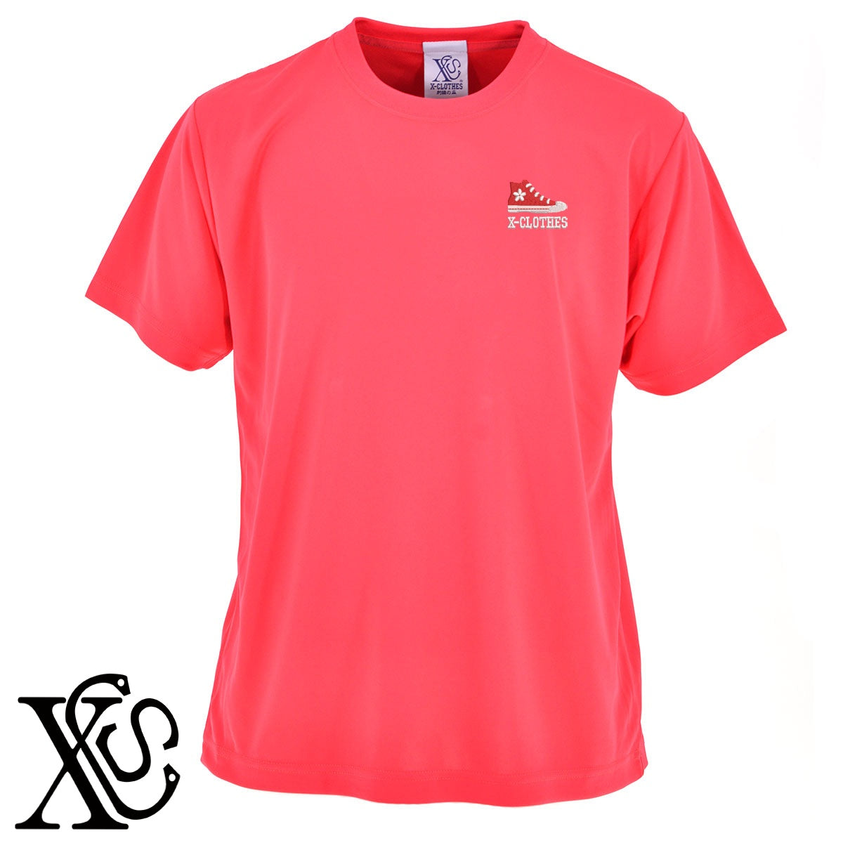 靴2柄 刺繍 4.7oz 柔らかい肌触り ドライ 半袖 Tシャツ メンズ レディース カットソー 大きいサイズあり【X-CLOTHES】オリジナル グッズ 刺繍 ワンポイント 雑貨【b ブラック ネイビー コバルトブルー レッド ワインレッド】【g ホワイト ターコイズブルー】 【7家紋お祝-ロゴ】