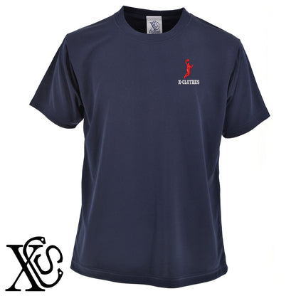 バスケ4柄 刺繍 4.7oz 柔らかい肌触り ドライ 半袖 Tシャツ メンズ レディース カットソー 大きいサイズあり【X-CLOTHES】オリジナル グッズ 刺繍 ワンポイント 雑貨【b ブラック ネイビー コバルトブルー レッド ワインレッド】【g ホワイト ターコイズブルー】 【8競技音楽-バスケ】