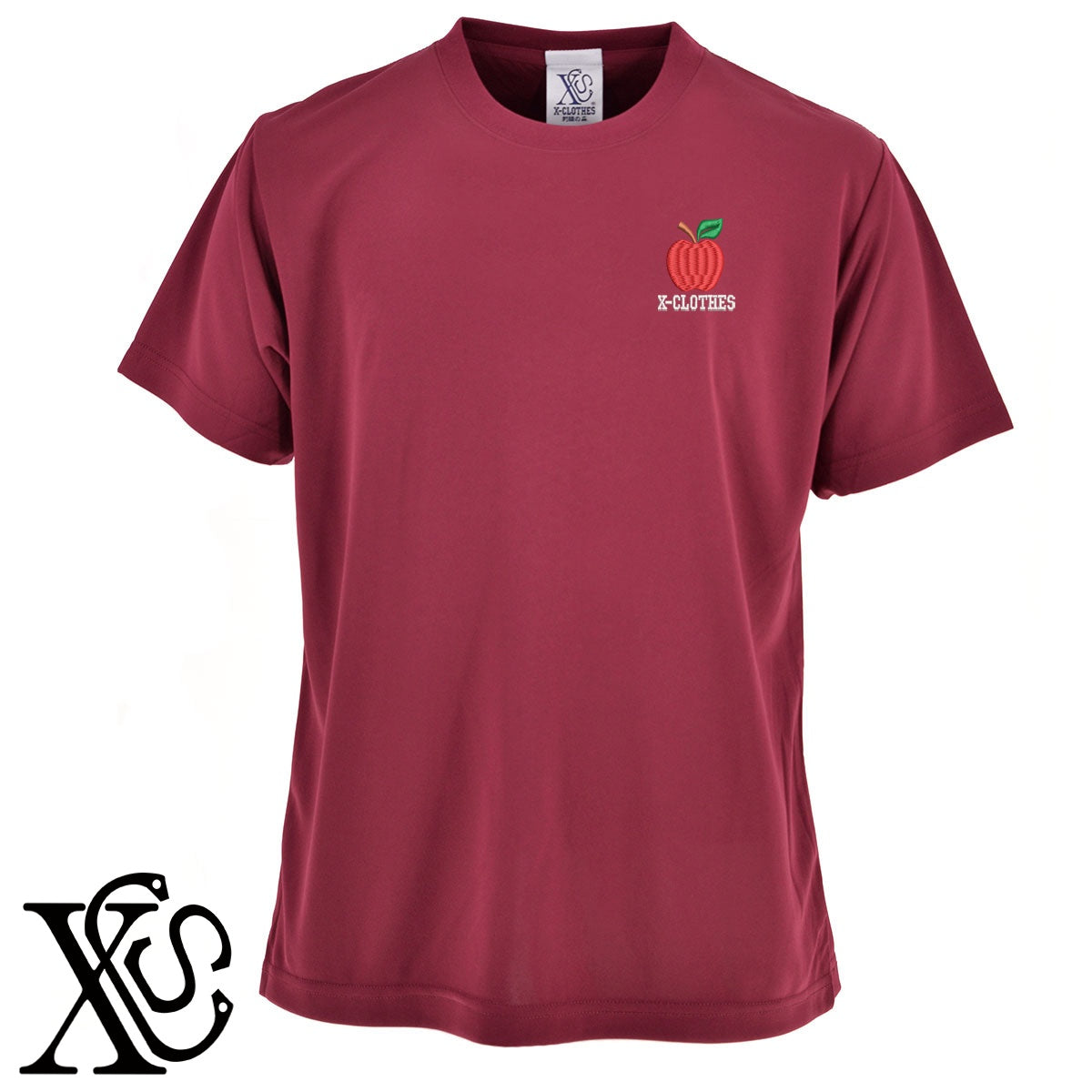 リンゴ2柄 刺繍 4.7oz 柔らかい肌触り ドライ 半袖 Tシャツ メンズ レディース カットソー 大きいサイズあり【X-CLOTHES】オリジナル グッズ 刺繍 ワンポイント 雑貨【b ブラック ネイビー コバルトブルー レッド ワインレッド】【g ホワイト ターコイズブルー】 【9趣味料理-食べ物】
