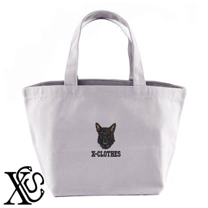 シェパード6柄 刺繍 キャンバス生地 ランチ ミニ トートバッグ レディース メンズ【X-CLOTHES】オリジナル グッズ 刺繍 ワンポイント 雑貨【b Black Camel】【g Natural Gray】 【10犬猫図鑑-犬図鑑-A】