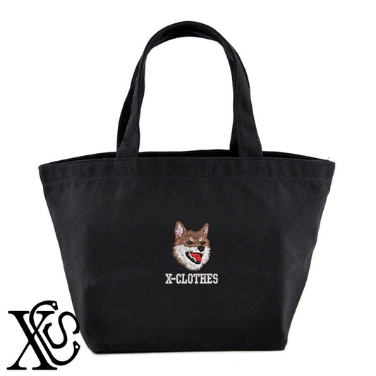 柴犬13柄 刺繍 キャンバス生地 ランチ ミニ トートバッグ レディース メンズ【X-CLOTHES】オリジナル グッズ 刺繍 ワンポイント 雑貨【b Black Camel】【g Natural Gray】 【10犬猫図鑑-犬図鑑-D】